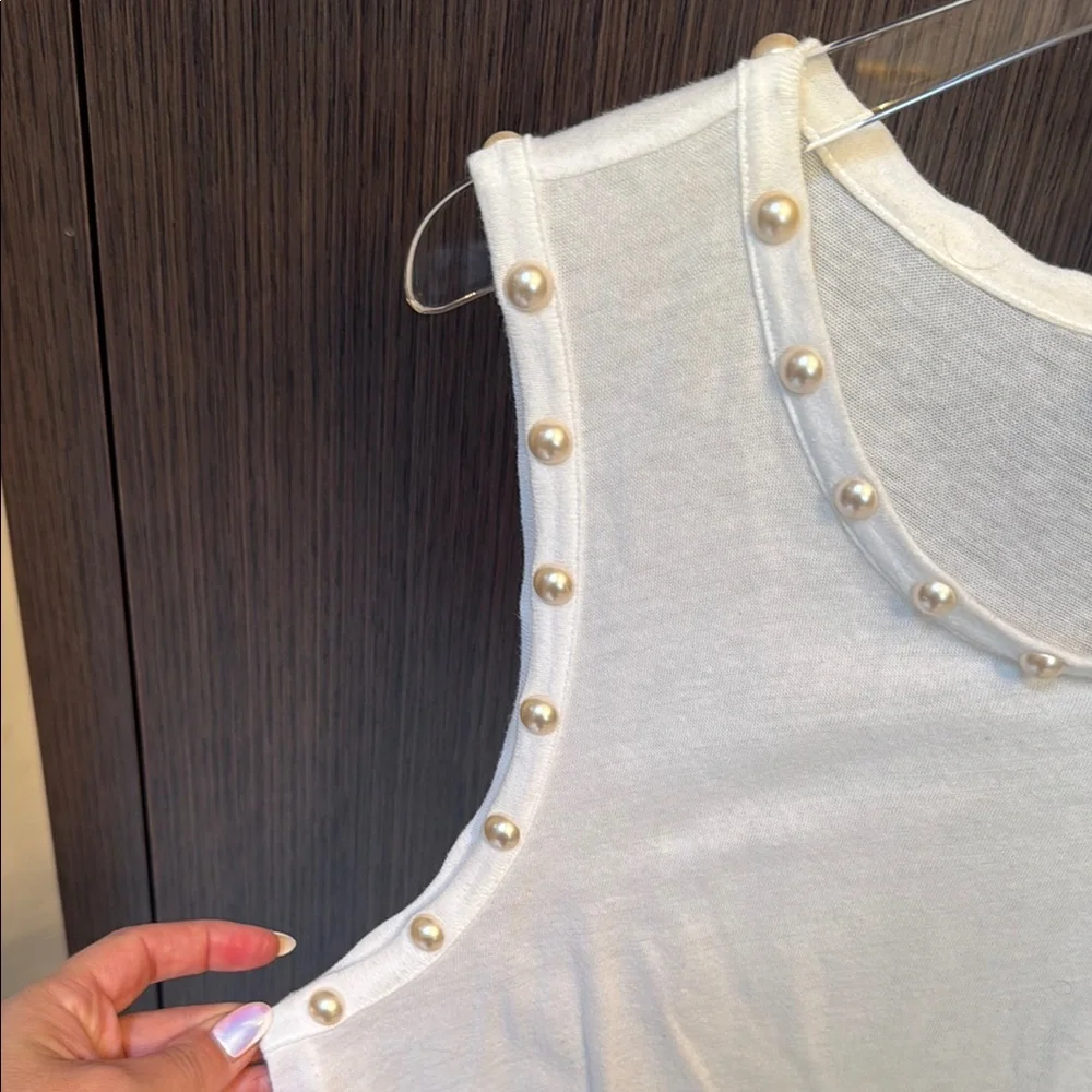 Generation Love pearl accents tank top in white 🤍